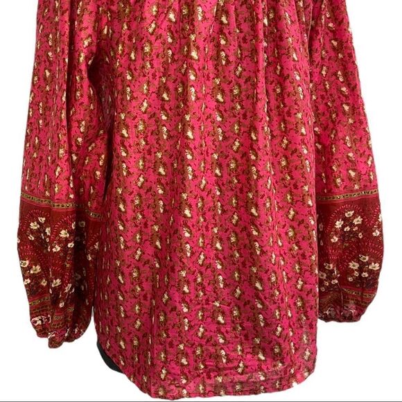 Joie Red Floral Ruffle Boho Blouse NWT Women’s XL | Romantic Peasant Top, Long S - Picture 10 of 15